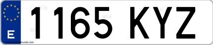 Ejemplo de matrícula española 1165 KYZ