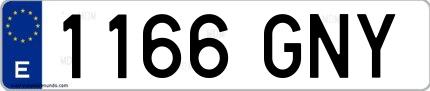 Ejemplo de matrícula española 1166 GNY