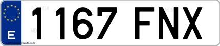 Ejemplo de matrícula española 1167 FNX