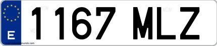 Ejemplo de matrícula española 1167 MLZ