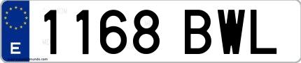 Ejemplo de matrícula española 1168 BWL