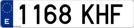 Ejemplo de matrícula española 1168 KHF