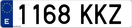 Ejemplo de matrícula española 1168 KKZ