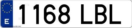 Ejemplo de matrícula española 1168 LBL