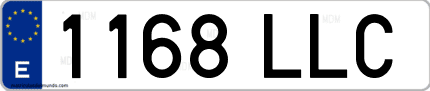 Ejemplo de matrícula de coche ordinaria 1168 LLC