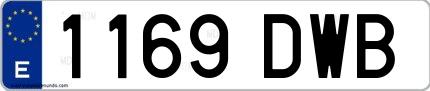 Ejemplo de matrícula española 1169 DWB