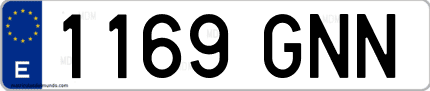 Ejemplo de matrícula de coche ordinaria 1169 GNN