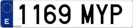 Ejemplo de matrícula española 1169 MYP