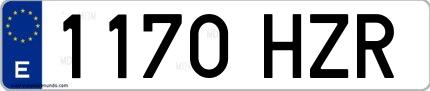 Ejemplo de matrícula española 1170 HZR