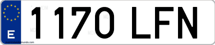 Ejemplo de matrícula de coche ordinaria 1170 LFN
