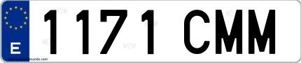 Ejemplo de matrícula española 1171 CMM