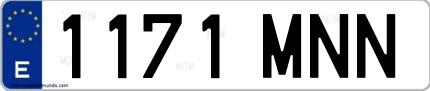 Ejemplo de matrícula española 1171 MNN
