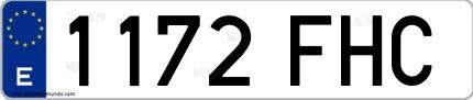 Ejemplo de matrícula española 1172 FHC