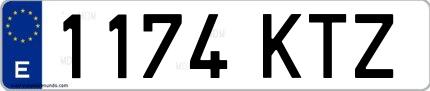 Ejemplo de matrícula española 1174 KTZ