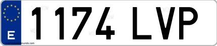 Ejemplo de matrícula española 1174 LVP