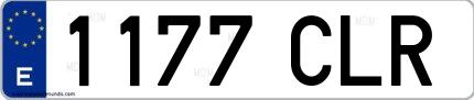 Ejemplo de matrícula española 1177 CLR
