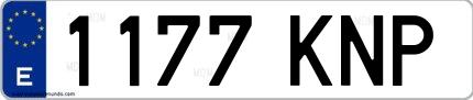 Ejemplo de matrícula española 1177 KNP