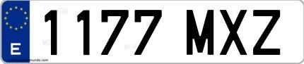 Ejemplo de matrícula española 1177 MXZ