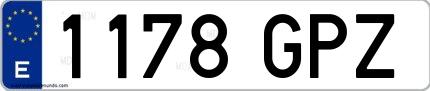 Ejemplo de matrícula española 1178 GPZ