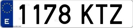 Ejemplo de matrícula española 1178 KTZ