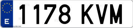 Ejemplo de matrícula de coche ordinaria 1178 KVM