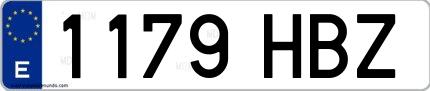 Ejemplo de matrícula española 1179 HBZ