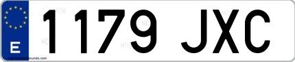 Ejemplo de matrícula española 1179 JXC