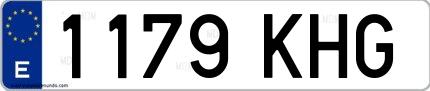 Ejemplo de matrícula española 1179 KHG