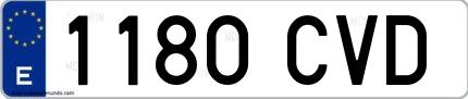 Ejemplo de matrícula española 1180 CVD