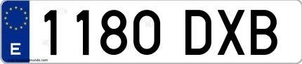 Ejemplo de matrícula española 1180 DXB