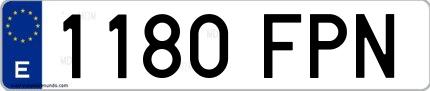 Ejemplo de matrícula española 1180 FPN