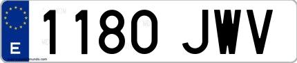 Ejemplo de matrícula española 1180 JWV