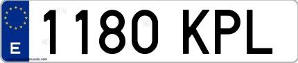 Ejemplo de matrícula española 1180 KPL