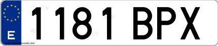 Ejemplo de matrícula española 1181 BPX