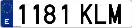 Ejemplo de matrícula española 1181 KLM