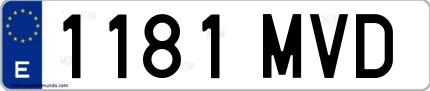 Ejemplo de matrícula española 1181 MVD