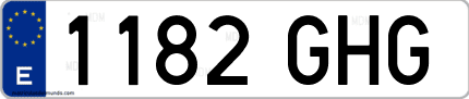 Ejemplo de matrícula de coche ordinaria 1182 GHG