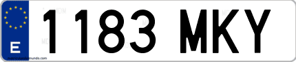 Ejemplo de matrícula de coche ordinaria 1183 MKY