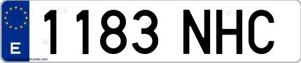 Ejemplo de matrícula española 1183 NHC