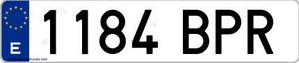 Ejemplo de matrícula de coche ordinaria 1184 BPR