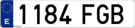 Ejemplo de matrícula española 1184 FGB