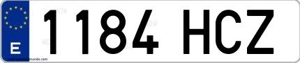 Ejemplo de matrícula española 1184 HCZ