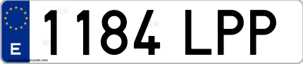 Ejemplo de matrícula de coche ordinaria 1184 LPP