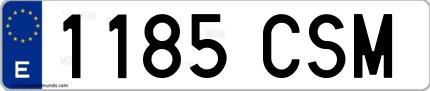 Ejemplo de matrícula española 1185 CSM