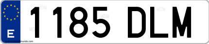 Ejemplo de matrícula de coche ordinaria 1185 DLM