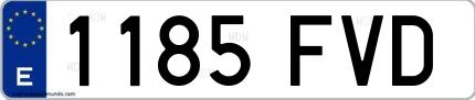 Ejemplo de matrícula española 1185 FVD