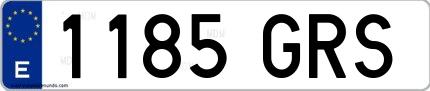 Ejemplo de matrícula española 1185 GRS