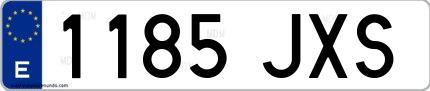 Ejemplo de matrícula española 1185 JXS