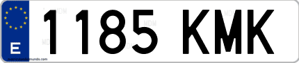 Ejemplo de matrícula de coche ordinaria 1185 KMK