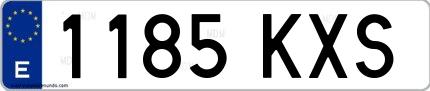 Ejemplo de matrícula española 1185 KXS